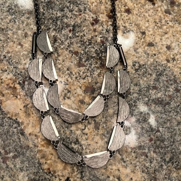 NWT Coldwater Creek Jewelry Collection double layer Crescent Halfmoon necklace - Picture 5 of 13